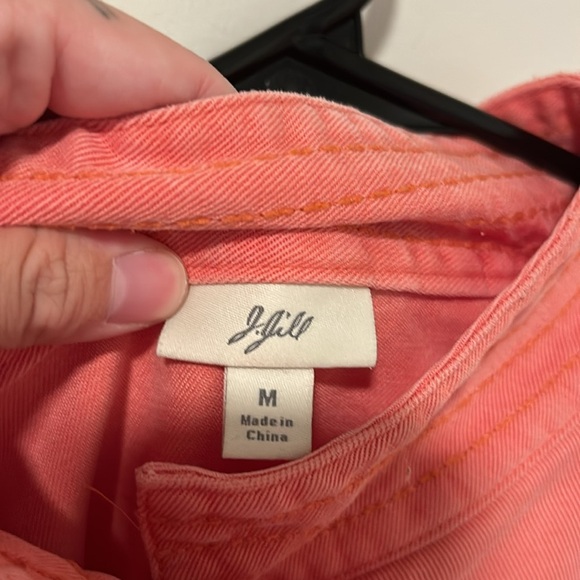 Womens J.JILL Mandarin Collar Jacket Salmon Color Tencell Embroidered SZ Medium - Picture 2 of 4